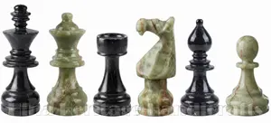 Handcrafted Green Onyx & Jet Black Marble Staunton Chess Pieces Set – Luxury 16-Inch Natural Stone Tournament Chessmen Only