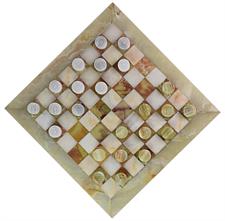 Luxury Green Onyx and White Onyx Checkers Set – Handcrafted Stone Game Board for Elegant Play