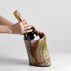 Handmade Green Onyx Marble Wine Chiller – 5.5 x 6.5 Inch Elegant Stone Bottle Holder for Chilling Wine