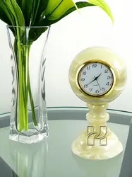 Luxury Green Onyx Pedestal Sphere Shape Mantel Clock – Decorative Office and Home Clock