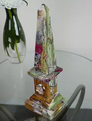 Handcrafted 12 Inch Green Onyx Obelisk Clock – Unique Natural Stone Clock for Elegant Homes