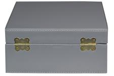 Elegant Slate Gray PU Leather Storage Box for Green Onyx Wine Glasses | Perfect for Home Bar