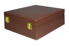 Chocolate Brown PU Leather Storage Box for Green Onyx Wine Glasses | Stylish & Durable Organizer 
