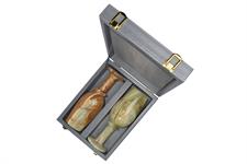 Elegant Slate Gray PU Leather Storage Box for Green Onyx Wine Glasses | Perfect for Home Bar
