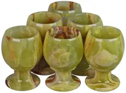 Handcrafted Green Onyx Natural Stone Oval Shape Wine Glass 2x3 Inch – Luxury Crystal Goblet for Elegant Home Décor & Gifting