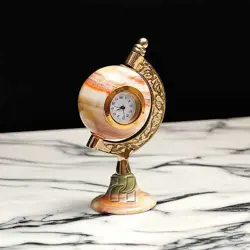 Natural Green Onyx Globe Clock for Study Table – Handcrafted Decorative Timepiece