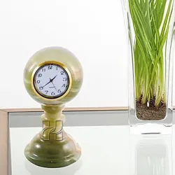 Luxury Green Onyx Pedestal Sphere Shape Mantel Clock – Decorative Office and Home Clock