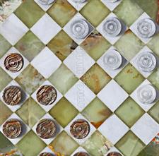 Handcrafted Green Onyx and White Marble Checkers Set – Luxury Stone Board Game for Home Décor & Gift