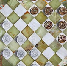 Handcrafted Green Onyx and White Marble Checkers Set – Luxury Stone Board Game for Home Décor & Gift