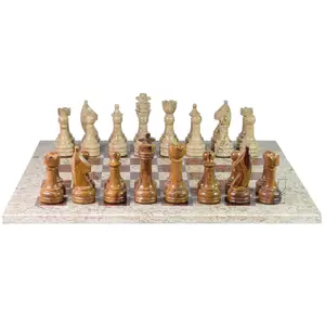 Luxury Coral & Red Onyx Rustic Series Chess Set – Unique Hand-Carved Stone Chess Board – Premium Gift for Strategy Game Lovers