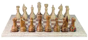 Luxury Coral & Red Onyx Rustic Series Chess Set – Unique Hand-Carved Stone Chess Board – Premium Gift for Strategy Game Lovers