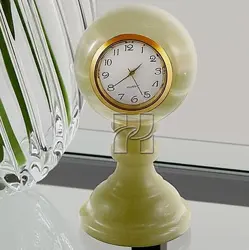Luxury Green Onyx Pedestal Sphere Shape Mantel Clock – Decorative Office and Home Clock