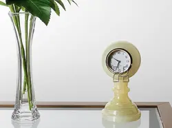 Luxury Green Onyx Pedestal Sphere Shape Mantel Clock – Decorative Office and Home Clock