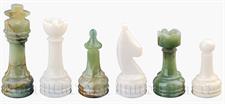 White Marble & Green Onyx Natural Stone Chess Set With Rustic Series Chess Pieces 