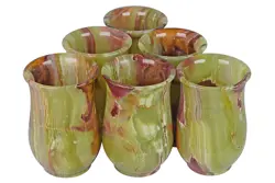 Handcrafted Green Onyx Natural Stone Wine Glass Set – 3x5 Inch Polished Goblets for Elegant Home Bar & Gift Décor