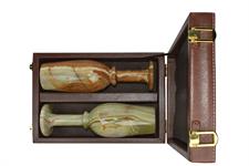 Chocolate Brown PU Leather Storage Box for Green Onyx Wine Glasses | Stylish & Durable Organizer 