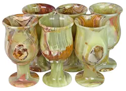 Green Onyx Blooming Shape Wine Glass – Handcrafted Natural Stone Goblet for Elegant Drinkware & Home Décor – 2.5x5 Inch