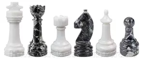 Handcrafted Black and White Marble Chess Set – Luxury Stone Chess Board with Weighted Pieces – Elegant Home Décor for Collectors