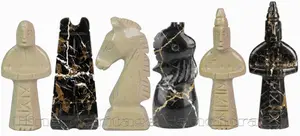 Handcrafted Michael Angelo and Verona Beige Marble Chess Pieces – Luxury Stone Chess Set for Elegant Gameplay