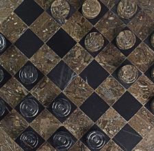 Premium Oceanic & Jet Black Marble Checker Set – Elegant Marble Game Board Collection