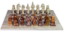 Coral & Red Onyx Royal Bishop Series Chess Set with Premium Faux Leather Storage Box – Handcrafted Luxury Stone Chess Pieces