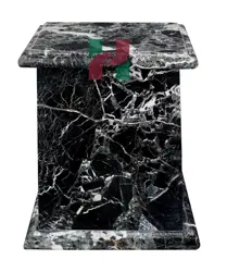 Extra Large Black Zebra Marble Tower Cremation Urn for Human Ashes | Handcrafted XL Memorial Urn with Natural Stone Veining | Elegant Monumental Funeral Urn for Adults