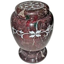 Red Zebra Marble Natural Stone Chevron Urn | Laser Engraved 