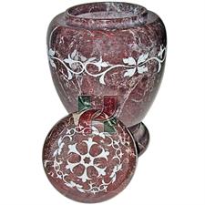 Red Zebra Marble Natural Stone Chevron Urn | Laser Engraved 