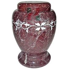 Red Zebra Marble Natural Stone Chevron Urn | Laser Engraved 