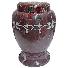 Red Zebra Marble Natural Stone Chevron Urn | Laser Engraved 