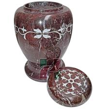 Red Zebra Marble Natural Stone Chevron Urn | Laser Engraved 