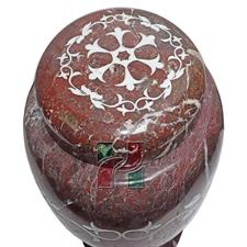 Red Zebra Marble Natural Stone Chevron Urn | Laser Engraved 