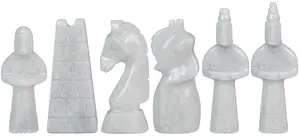Handcrafted Jet Black and White Natural Stone Chess Pieces - Royal Bishop Series Luxury Marble Chessmen Set for Home Decor and Play