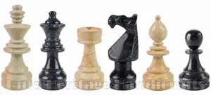 Handcrafted Jet Black & Burma Teak Marble Chess Pieces Set – Luxury Natural Stone Chessmen for Professional Play & Home Decor