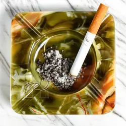 Handmade 6x6 Inch Green Onyx Square Ash Tray – Luxury Marble Smoking Tray for Patio or Lounge