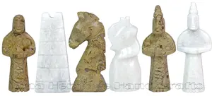 Luxury Coral & White Marble Royal Bishop Series Chess Set – Handcrafted Chess Pieces