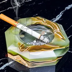 Premium Hexagon Green Onyx Stone Ash Tray 6 Inch – Elegant Handcrafted Cigarette Tray for Smokers