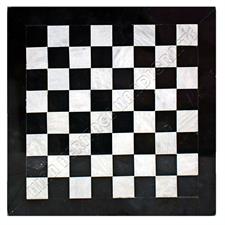 Elegant Jet Black & White Marble Chess Board with Customizable Border Variants – Premium Quality Chess Set