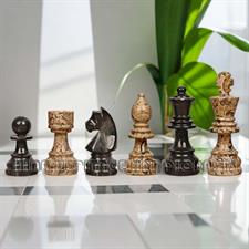 Black and Coral Marble Chess Set - Elegant Handcrafted Marble Chess Pieces for Home Decor & Play