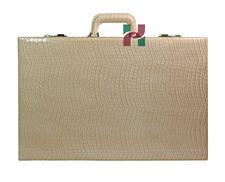 Luxury Fawn Crocodile Textured Faux Leather Backgammon Attache – 21x14x3” with Inlaid Playing Points