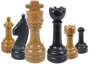 Luxury Handcrafted Marble Chess Set – Jet Black & Indus Gold Stone – Premium Decorative Board Game