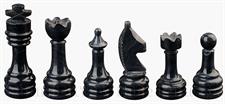 Jet Black & Botticino Cream Marble Natural Stone Chess Set With Rustic Series Chess Pieces 