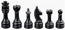 Jet Black Marble & Red Onyx Natural Stone Chess Set With Rustic Series Chess Pieces 
