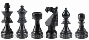 Handcrafted Oceanic & Jet Black Marble Euro Style Staunton Chess Pieces Set – Premium Luxury Stone Chessmen for Collectors