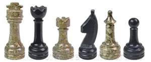 Coral Fossil & Jet Black Marble Chess Set – Premium Natural Stone Chess Board with Hand-Carved Pieces