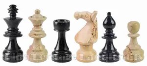 Handcrafted Jet Black & Burma Teak Marble Chess Pieces Set – Luxury Natural Stone Chessmen for Professional Play & Home Decor