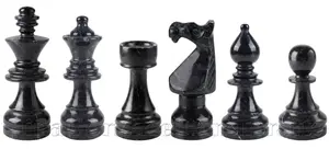 Luxury Jet Black & Red Onyx Staunton Chess Pieces Set, Handmade Marble & Stone Chessmen, Unique Chess Lovers Gift, Heirloom Board Game Decor