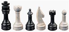 Jet Black & Botticino Cream Marble Natural Stone Chess Set With Rustic Series Chess Pieces 