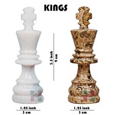 Coral & White Marble American Series Chess Pieces Set - Luxury Handcrafted Game Pieces