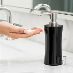 Elegant Jet Black Onyx Soap Dispenser – Solid Stone Design for Home & Hotel Bathrooms